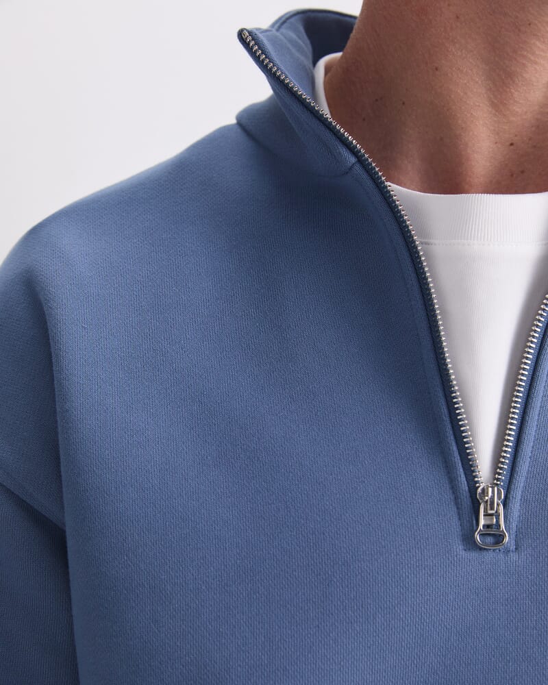 Quater Zip Sweatshirt in STEEL BLUE