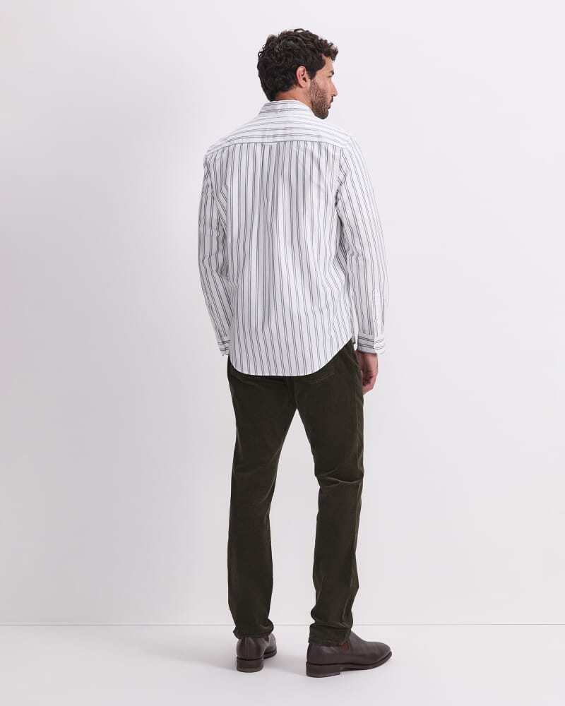 Oxford Long Sleeve Stripe Shirt in WHITE/NAVY