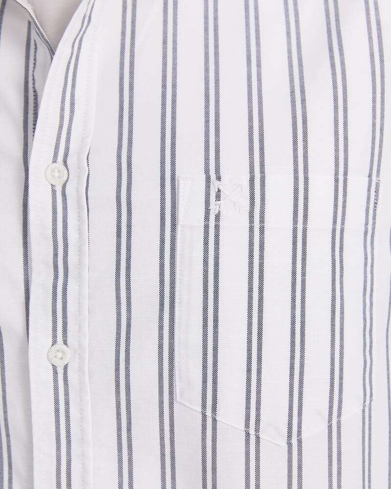 Oxford Long Sleeve Stripe Shirt in WHITE/NAVY