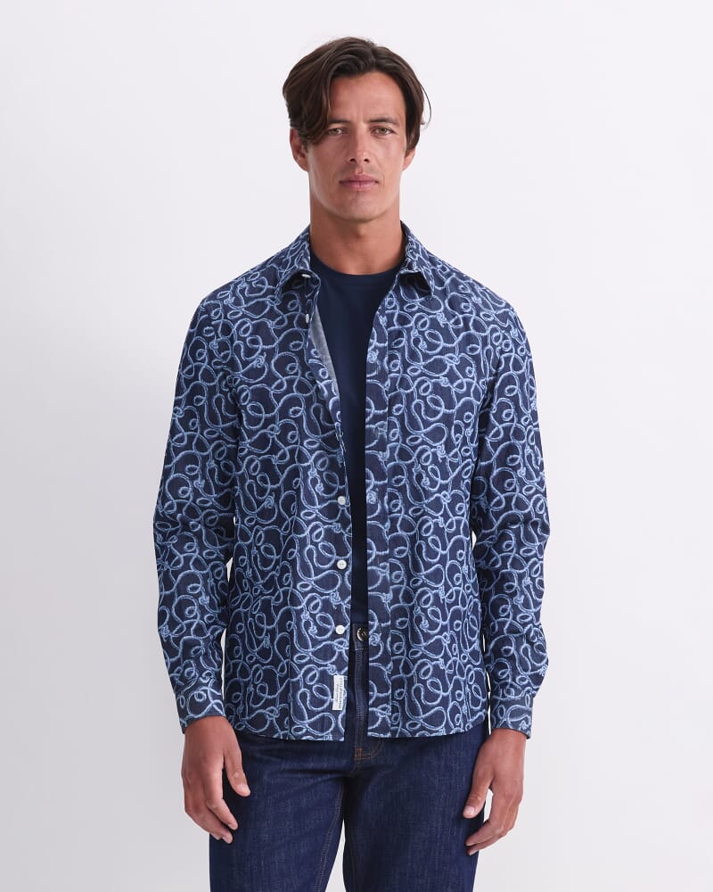 Rope Long Sleeve Print Shirt in CHAMBRAY