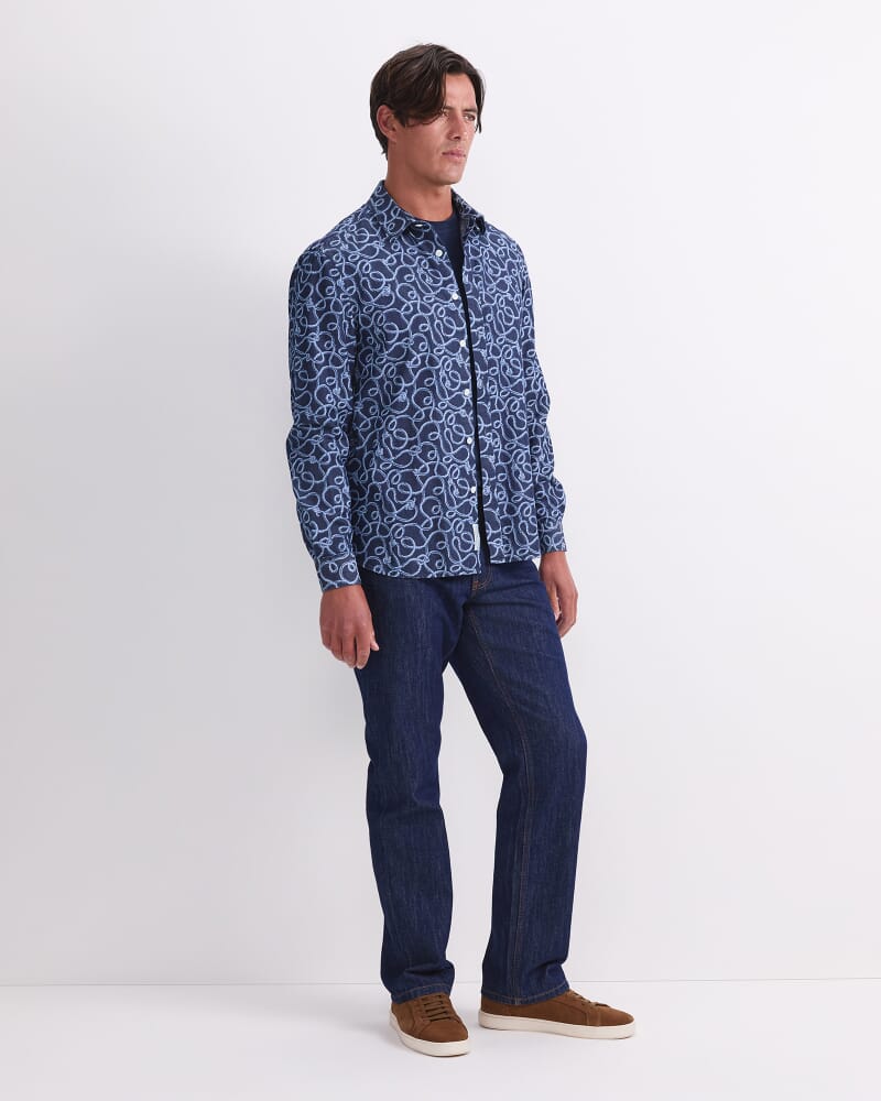 Rope Long Sleeve Print Shirt in CHAMBRAY