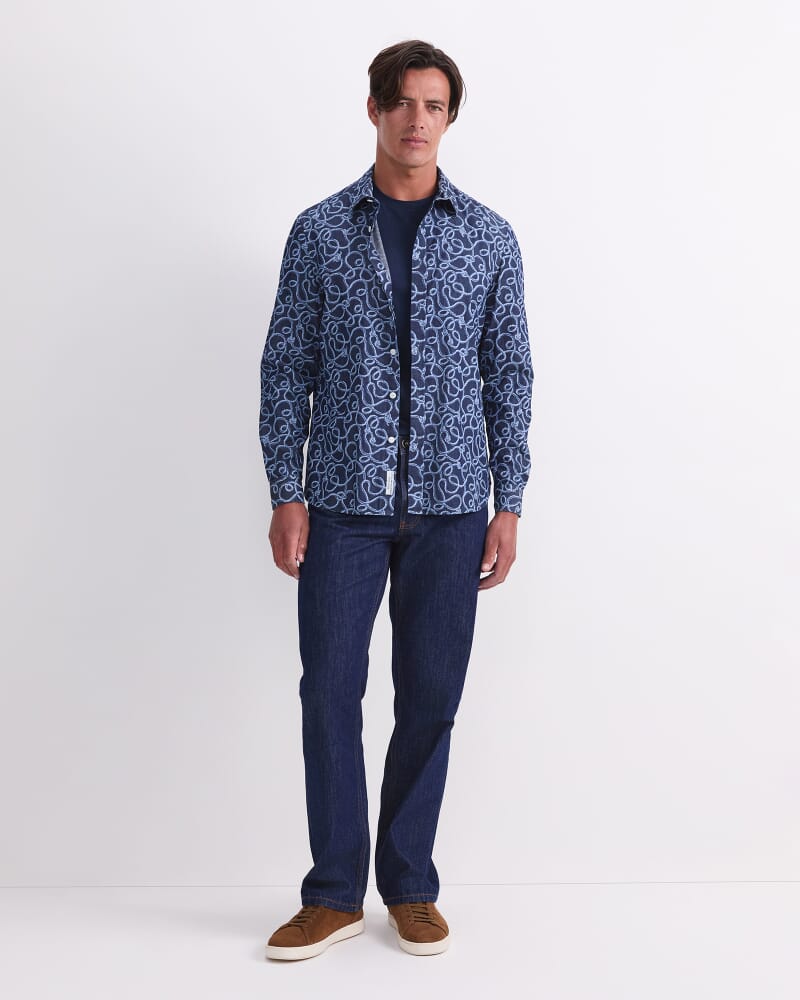 Rope Long Sleeve Print Shirt in CHAMBRAY
