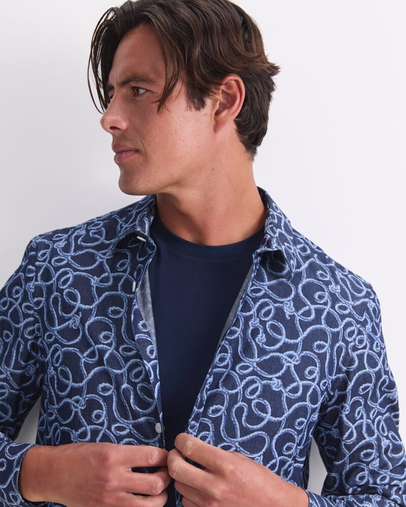 Rope Long Sleeve Print Shirt in CHAMBRAY