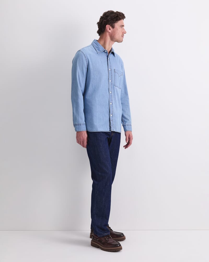 Long Sleeve Denim Shirt in VINTAGE BLUE