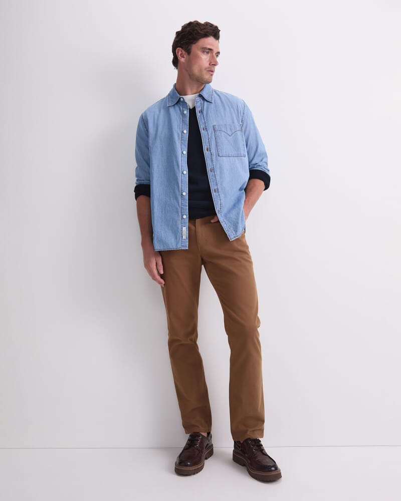 Long Sleeve Denim Shirt in VINTAGE BLUE