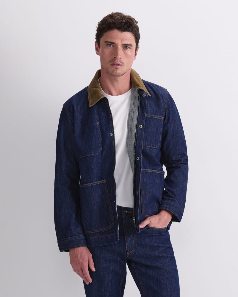 Denim Chore Jacket in RAW INDIGO