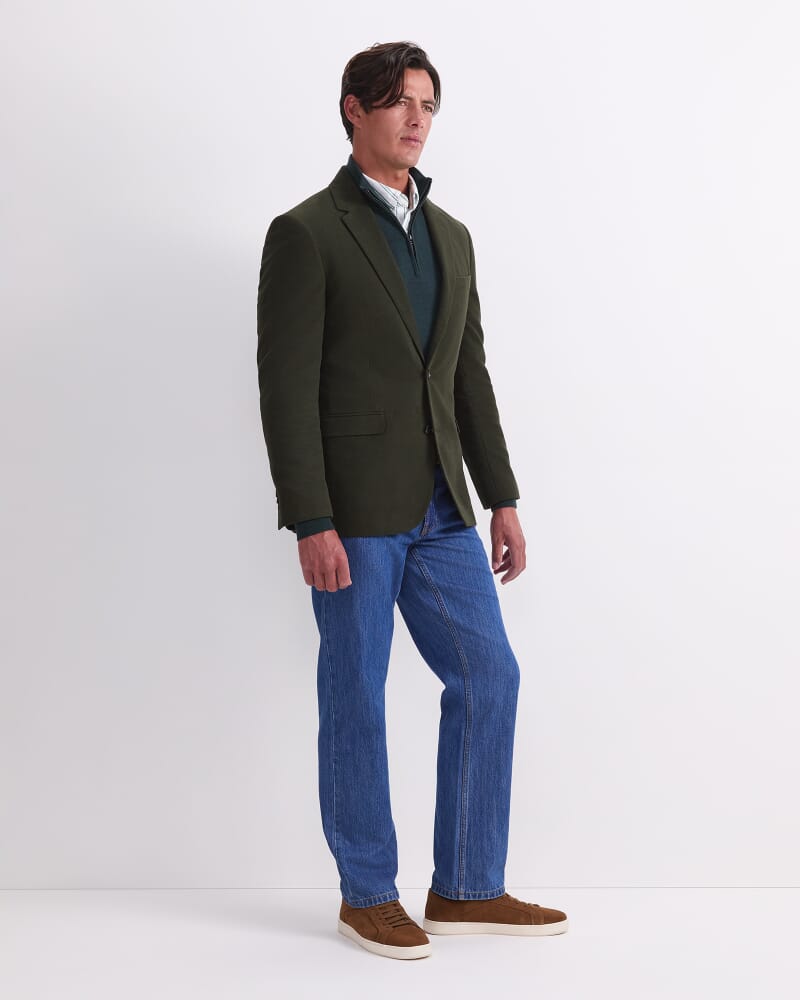 Italian Moleskin Blazer in FOREST