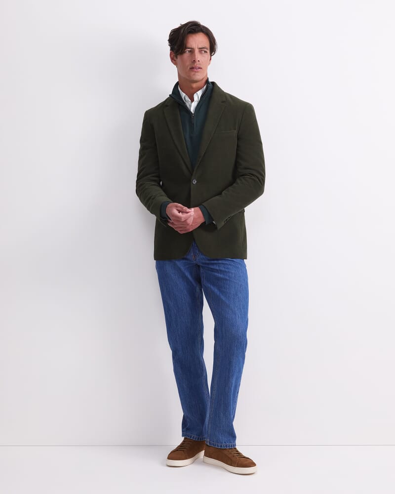 Italian Moleskin Blazer in FOREST