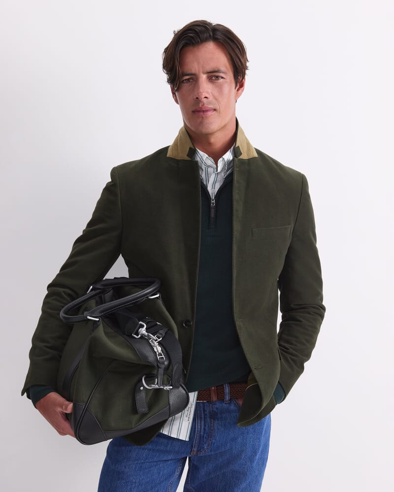 Italian Moleskin Blazer in FOREST