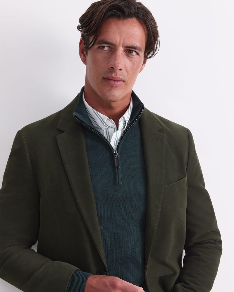 Italian Moleskin Blazer in FOREST