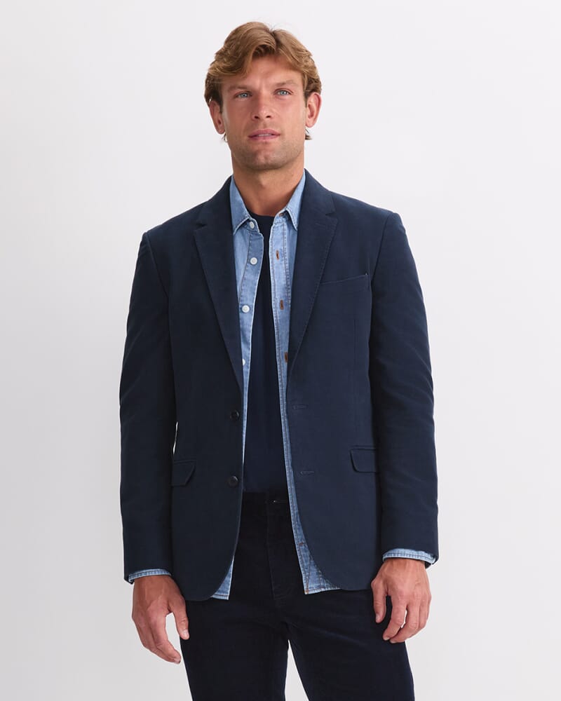 Italian Moleskin Blazer in NAVY
