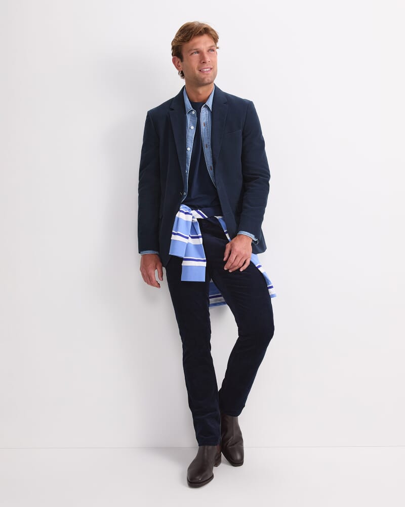 Italian Moleskin Blazer in NAVY