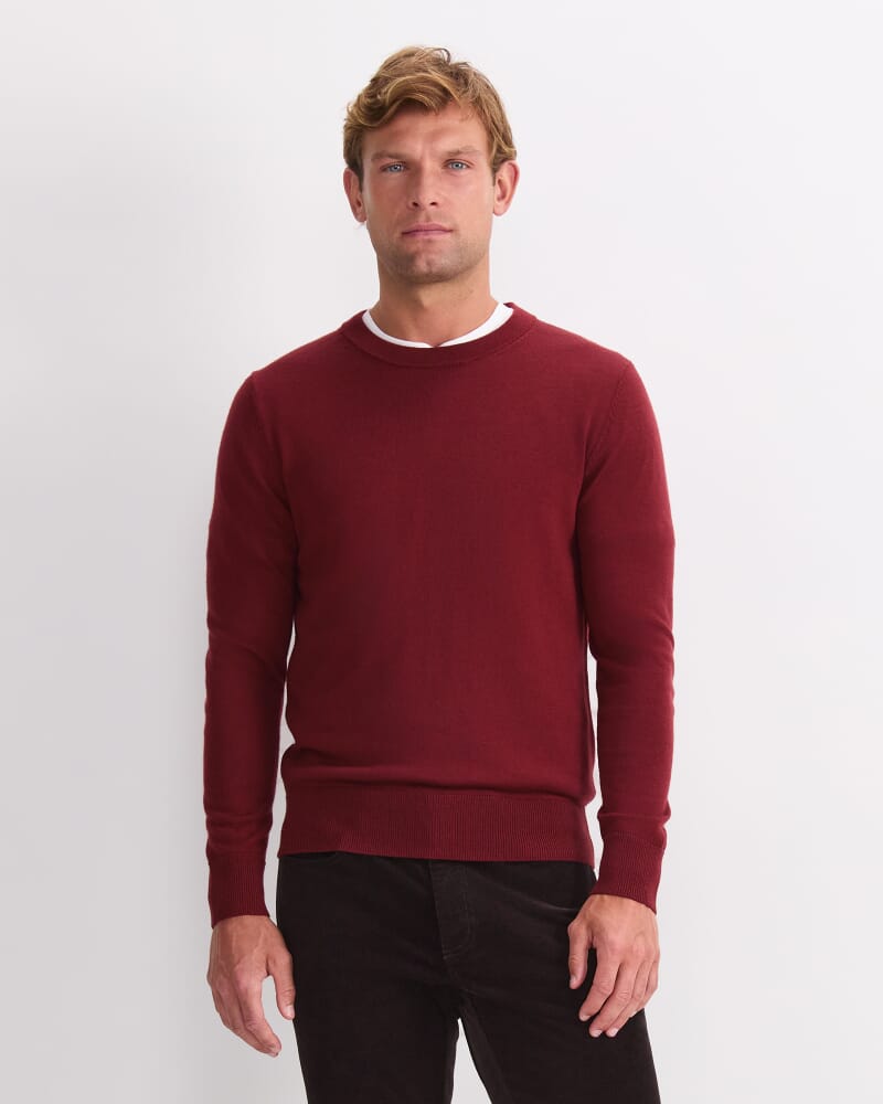 Merino Crew Neck Knit in BERRY