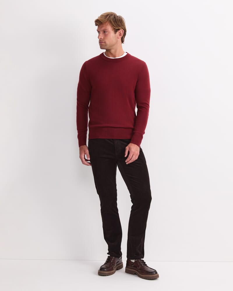 Merino Crew Neck Knit in BERRY