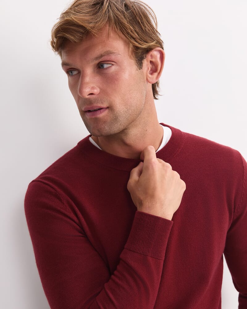 Merino Crew Neck Knit in BERRY