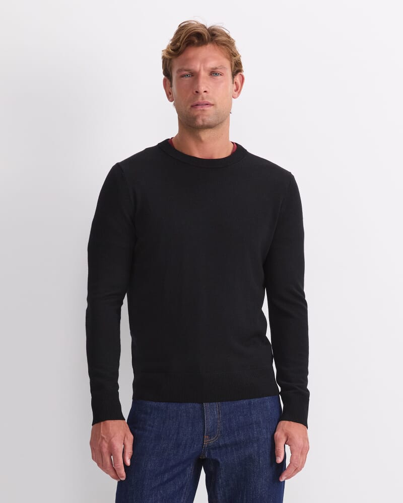 Merino Crew Neck Knit in BLACK
