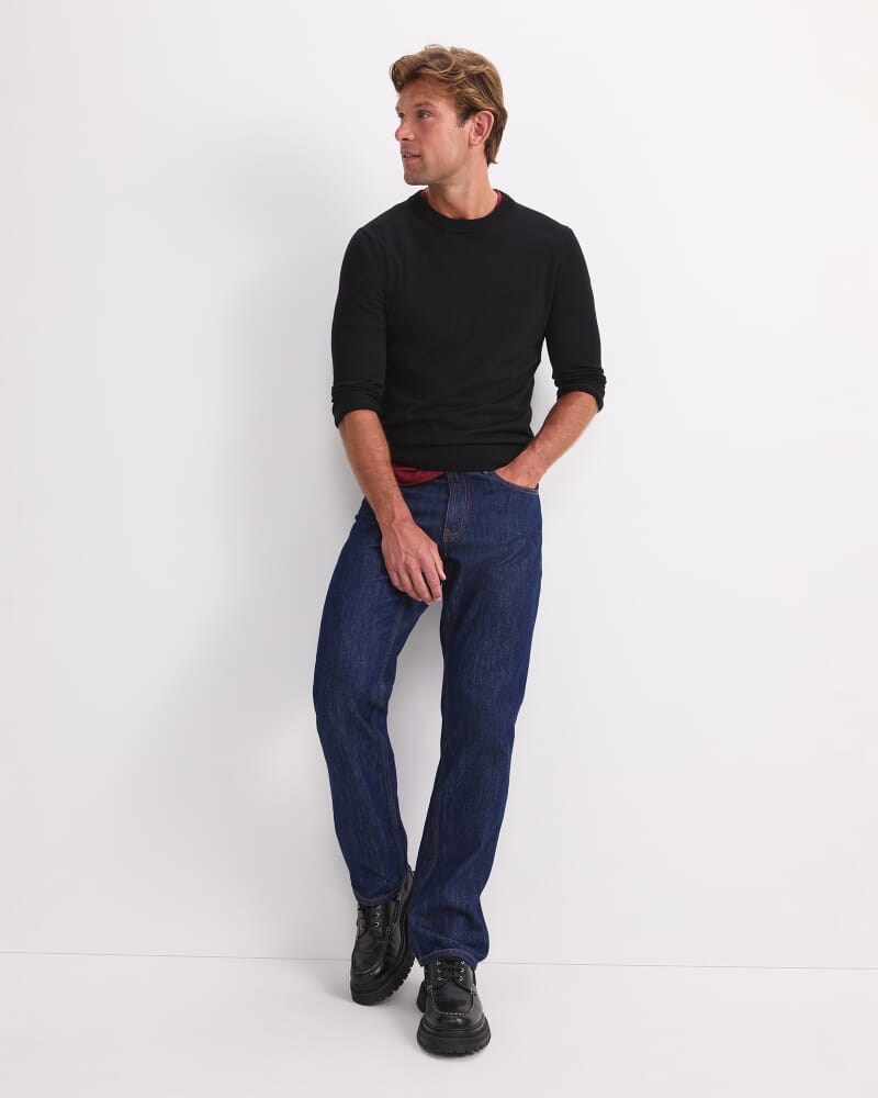 Merino Crew Neck Knit in BLACK