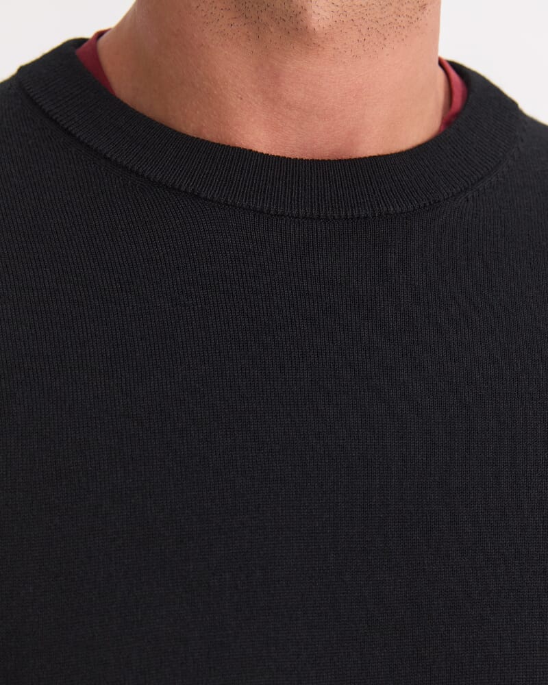 Merino Crew Neck Knit in BLACK