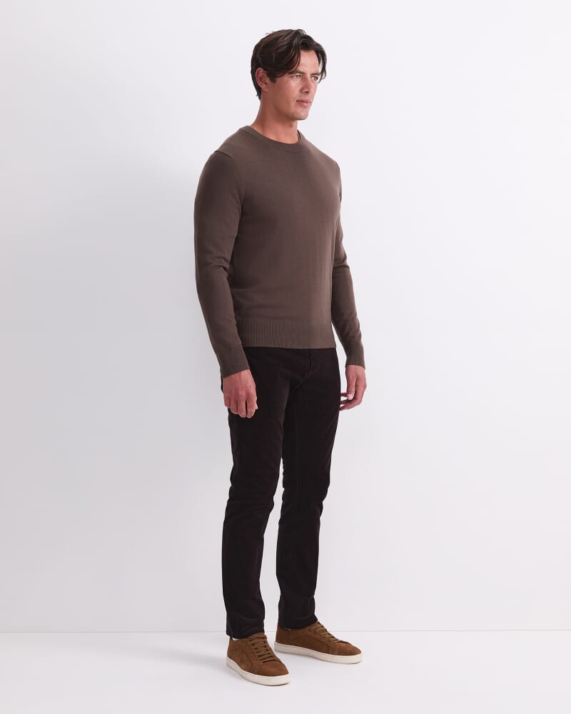 Merino Crew Neck Knit in DARK MUSHROOM