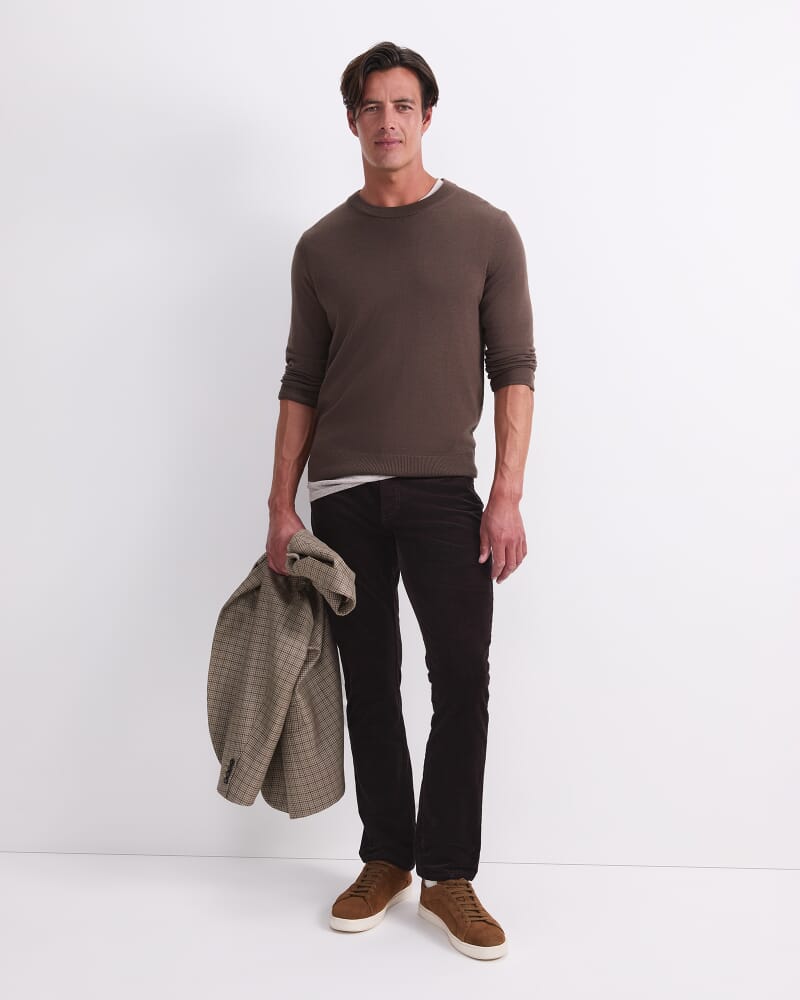 Merino Crew Neck Knit in DARK MUSHROOM
