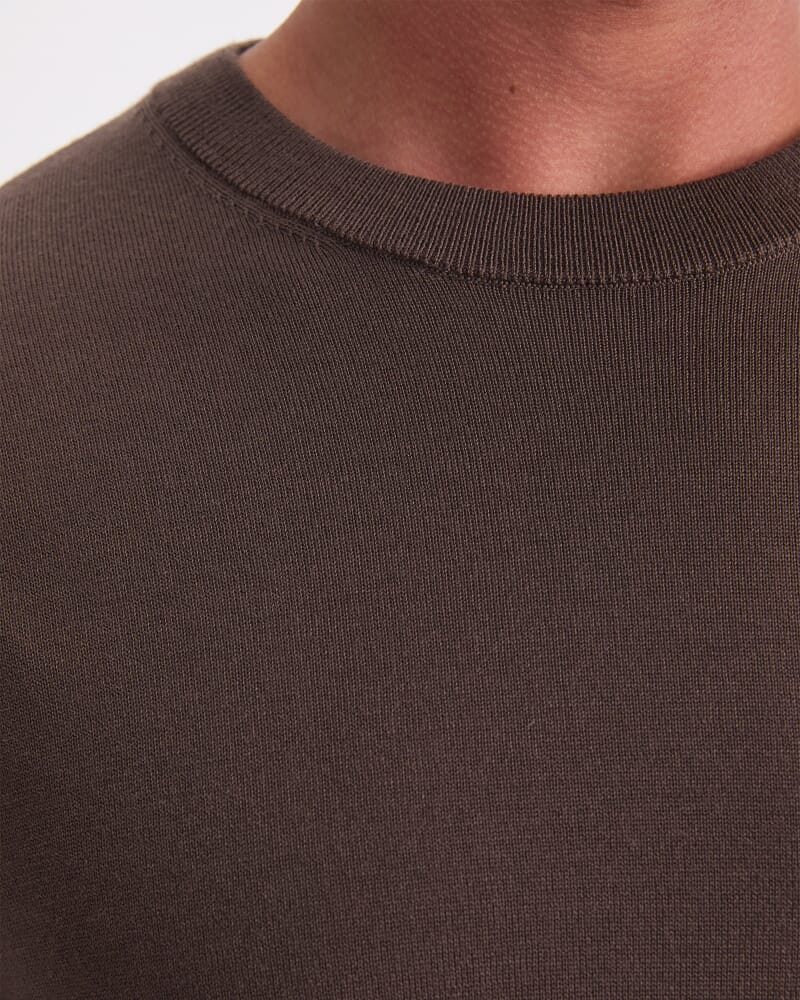 Merino Crew Neck Knit in DARK MUSHROOM