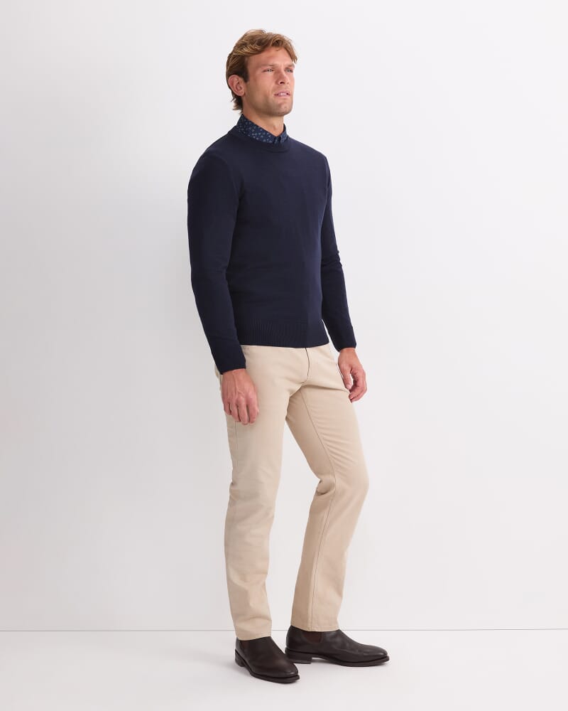 Merino Crew Neck Knit in NAVY