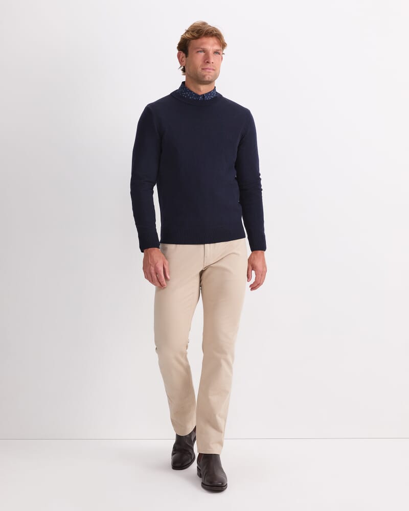 Merino Crew Neck Knit in NAVY