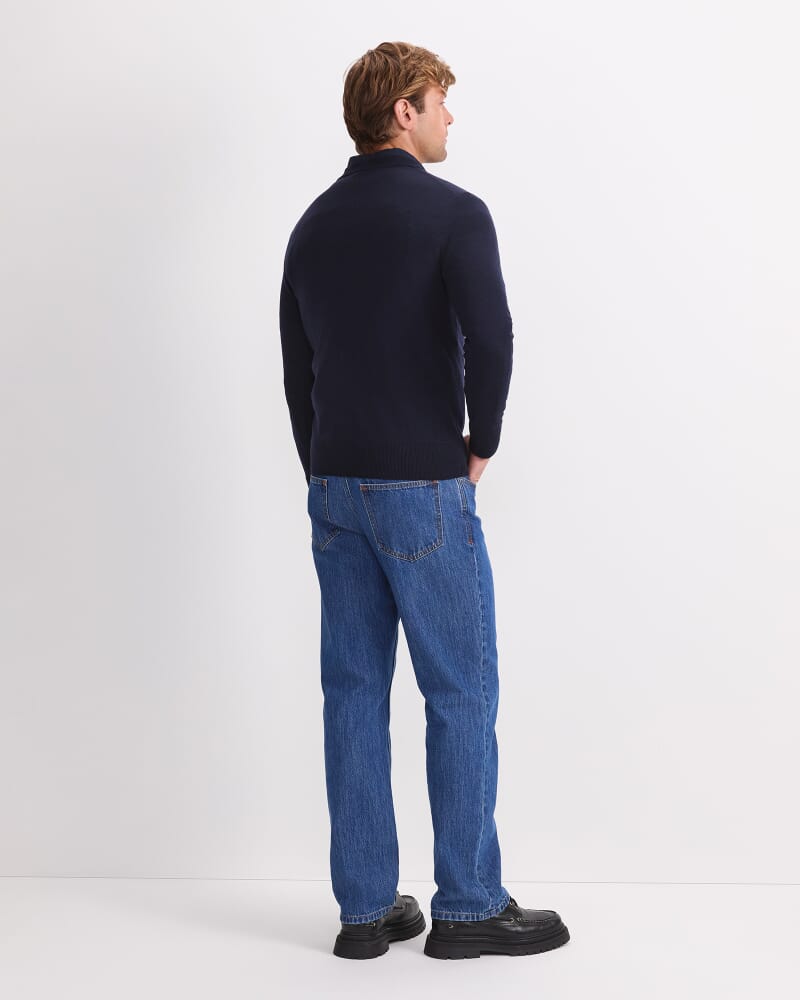 Merino V-Neck Knit in NAVY