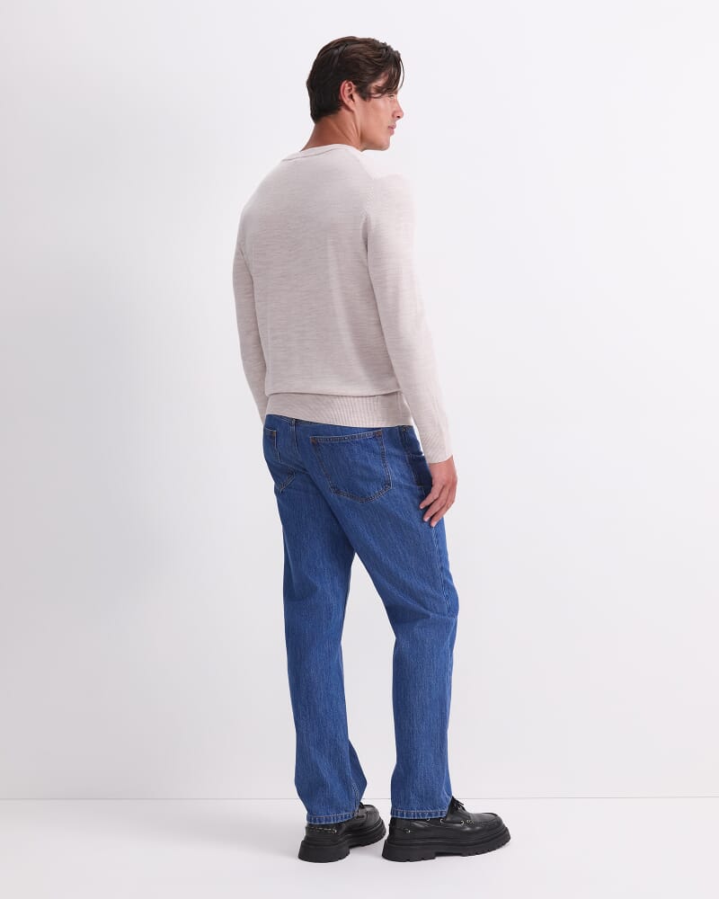 Merino V-Neck Knit in OATMEAL