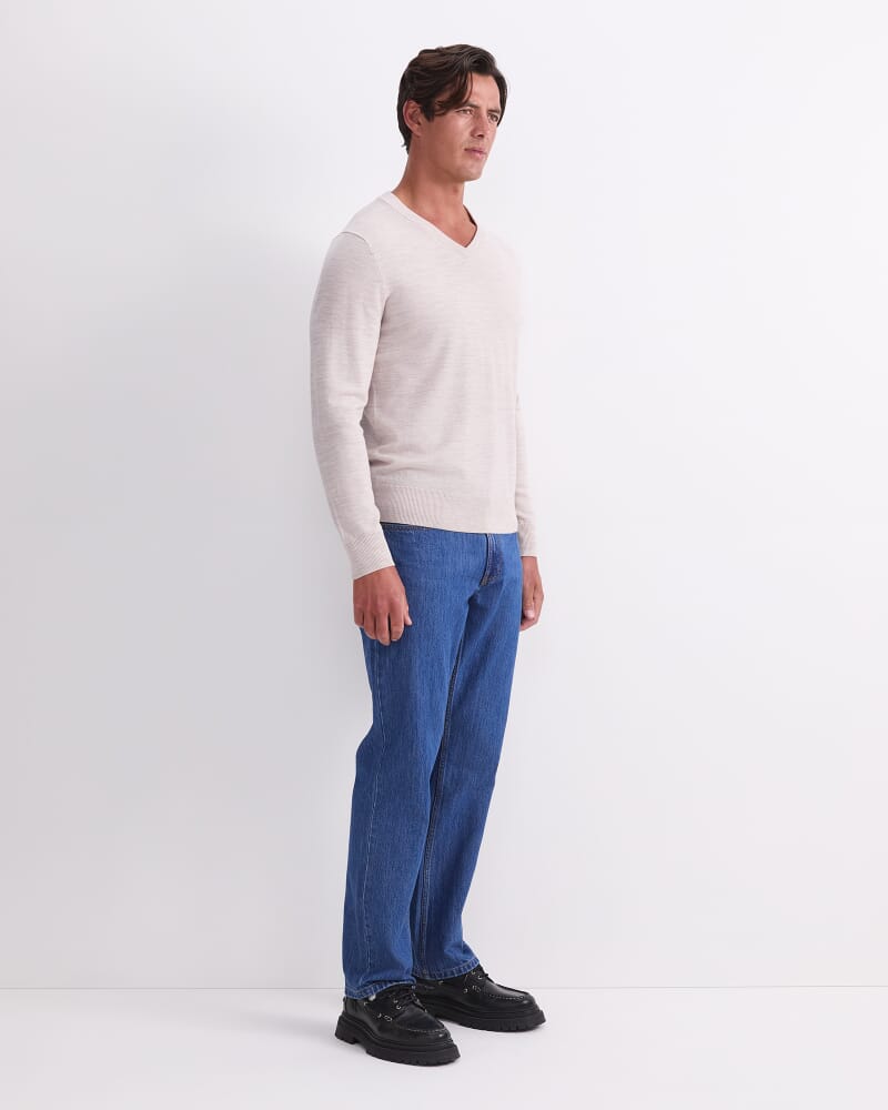 Merino V-Neck Knit in OATMEAL