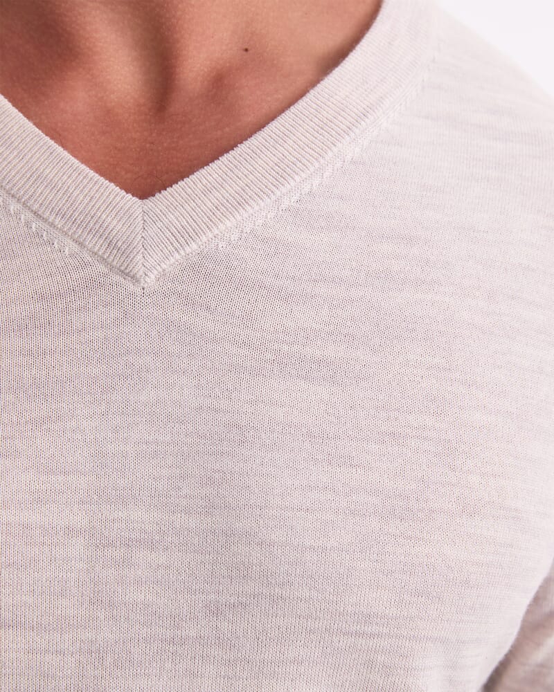 Merino V-Neck Knit in OATMEAL