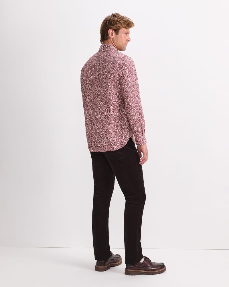 Long Sleeve James Paisley Shirt in BERRY