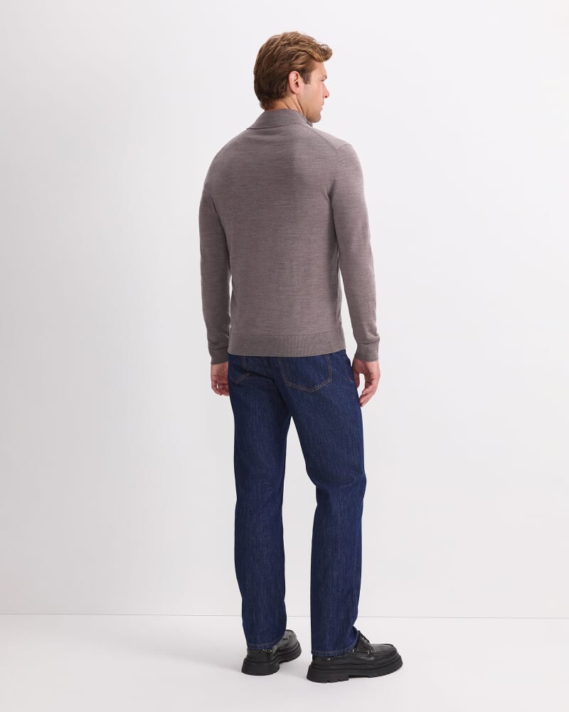 Merino Quarter Zip Knit in GREY MARLE