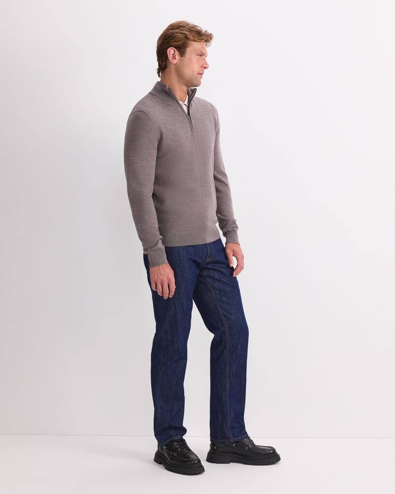 Merino Quarter Zip Knit in GREY MARLE