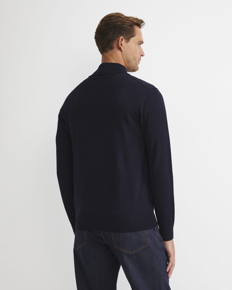 Merino Quarter Zip Knit in NAVY