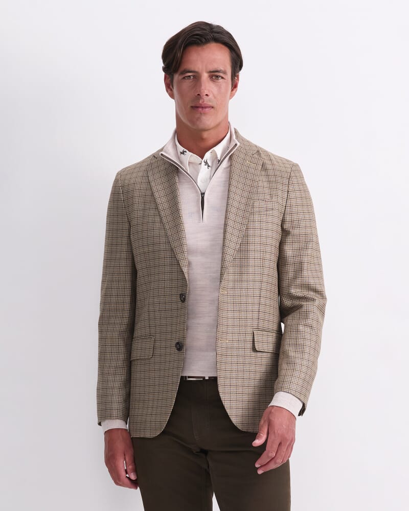 Check Single Breasted Blazer in BROWN MULTI