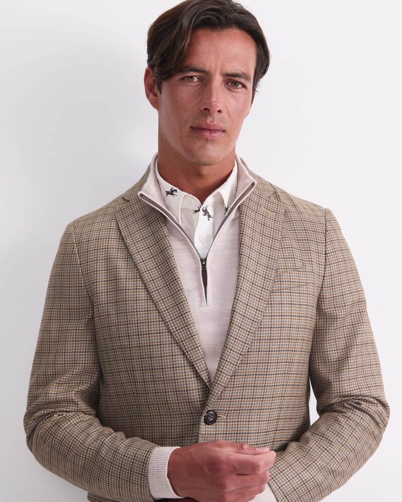 Check Single Breasted Blazer in BROWN MULTI