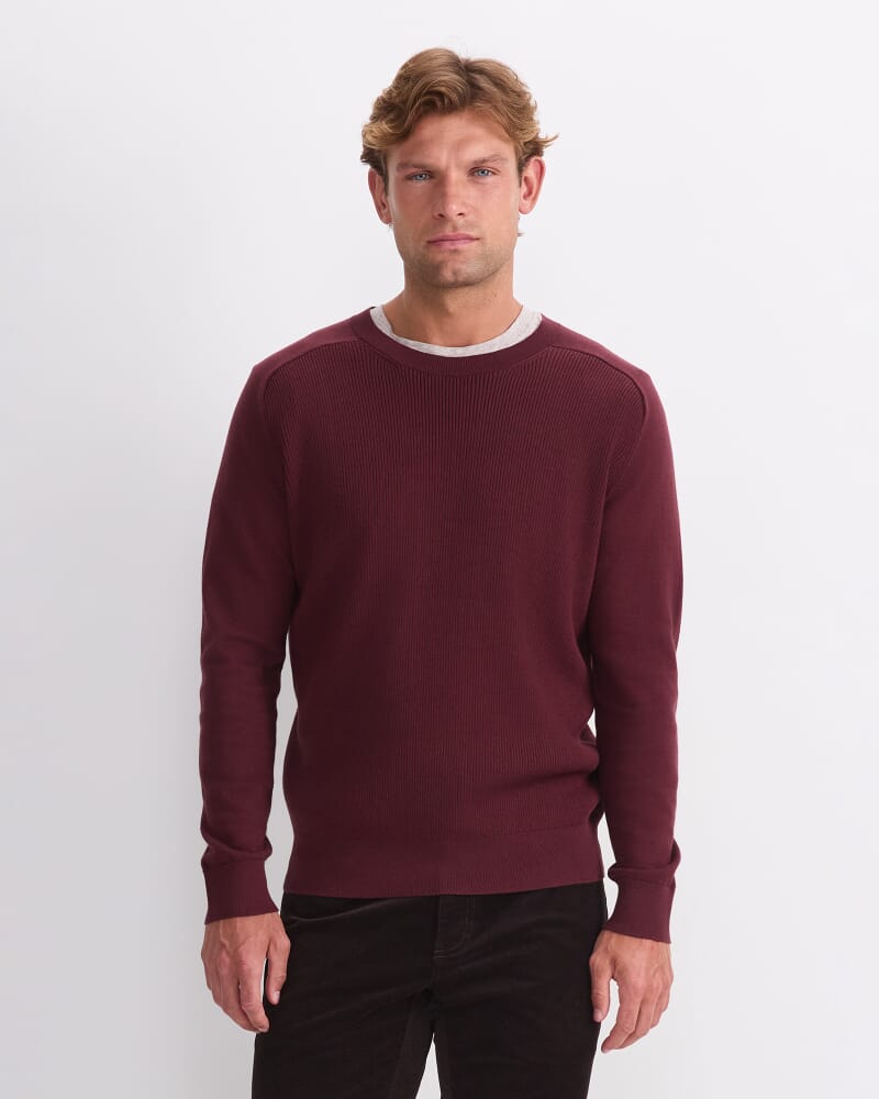 Raglan Crew Neck Sweater in BERRY