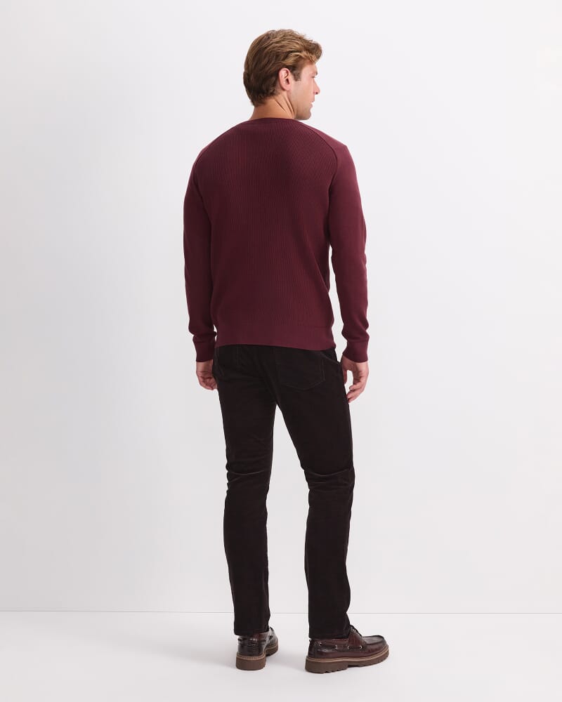 Raglan Crew Neck Sweater in BERRY