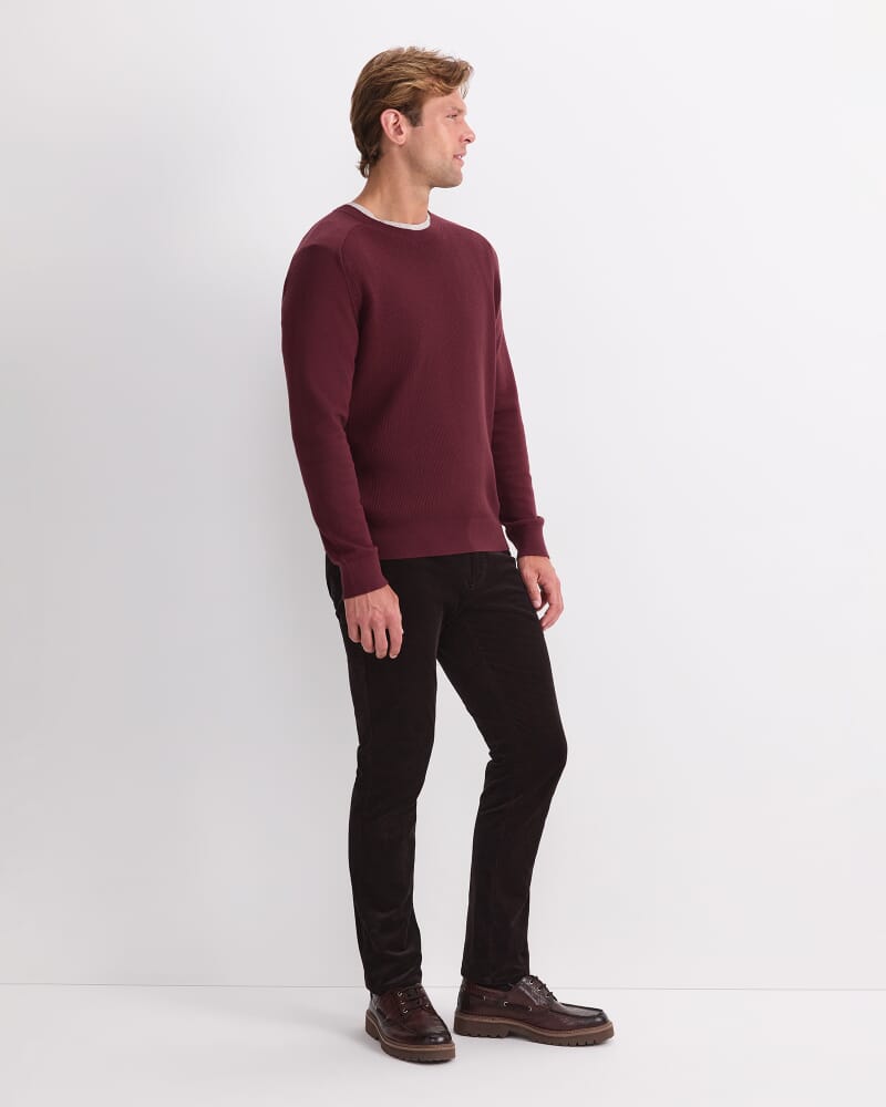 Raglan Crew Neck Sweater in BERRY