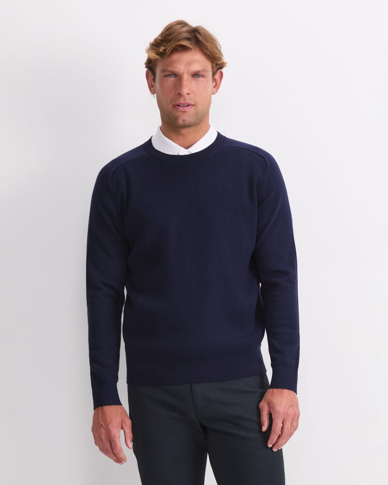 Raglan Crew Neck Sweater in NAVY