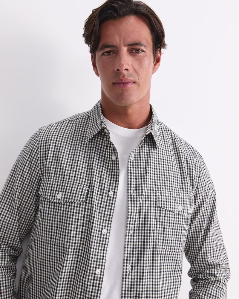 David Long Sleeve Check Shirt in GREEN