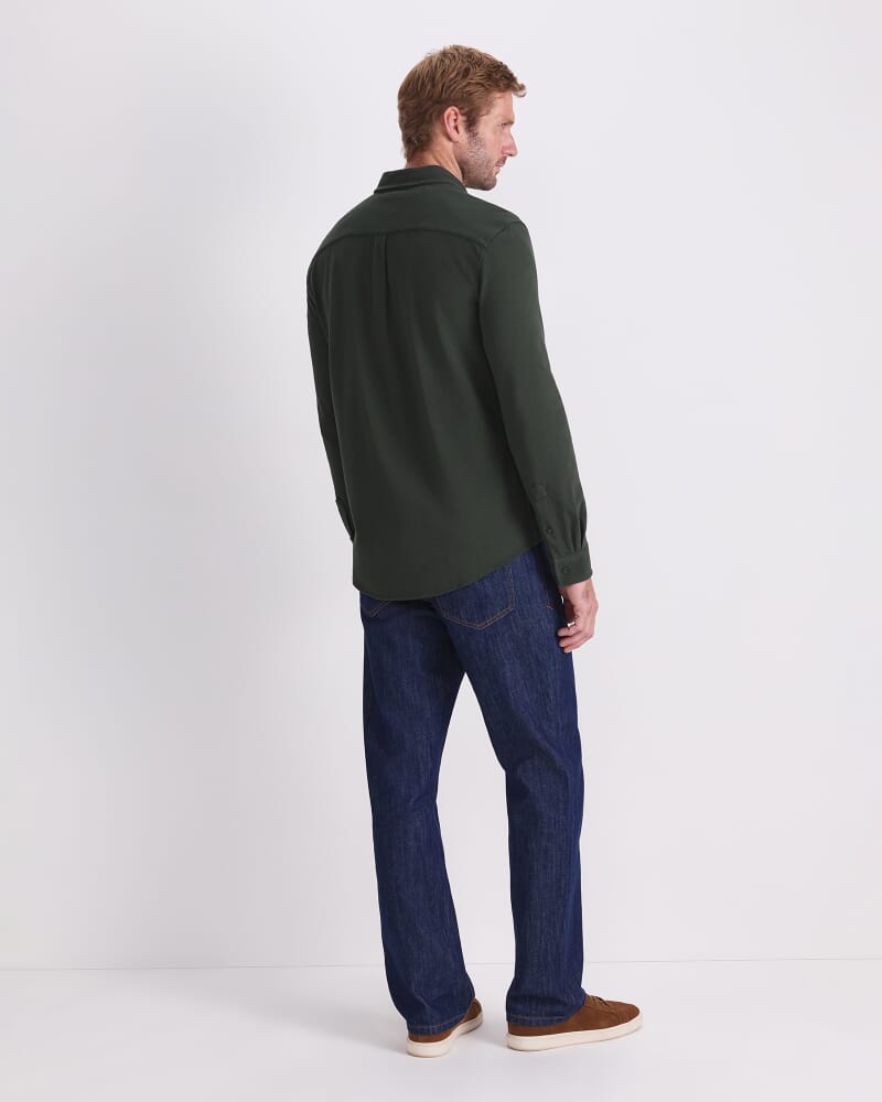 Long Sleeve Pique Shirt in FOREST