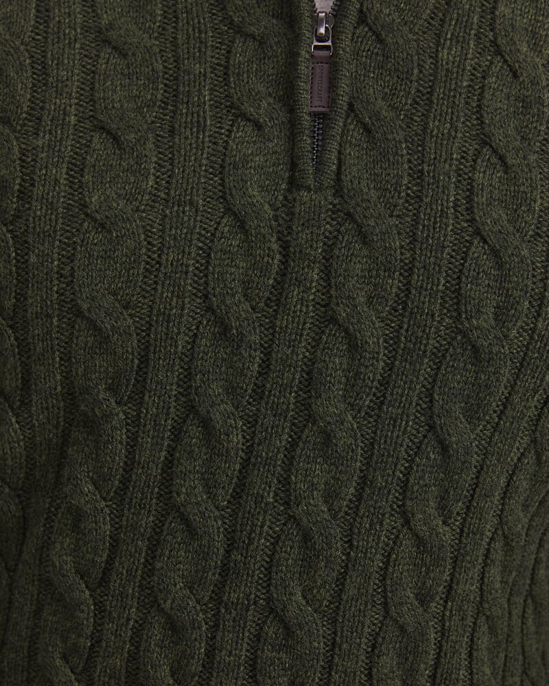 Cable Knit Quarter Zip in FOREST