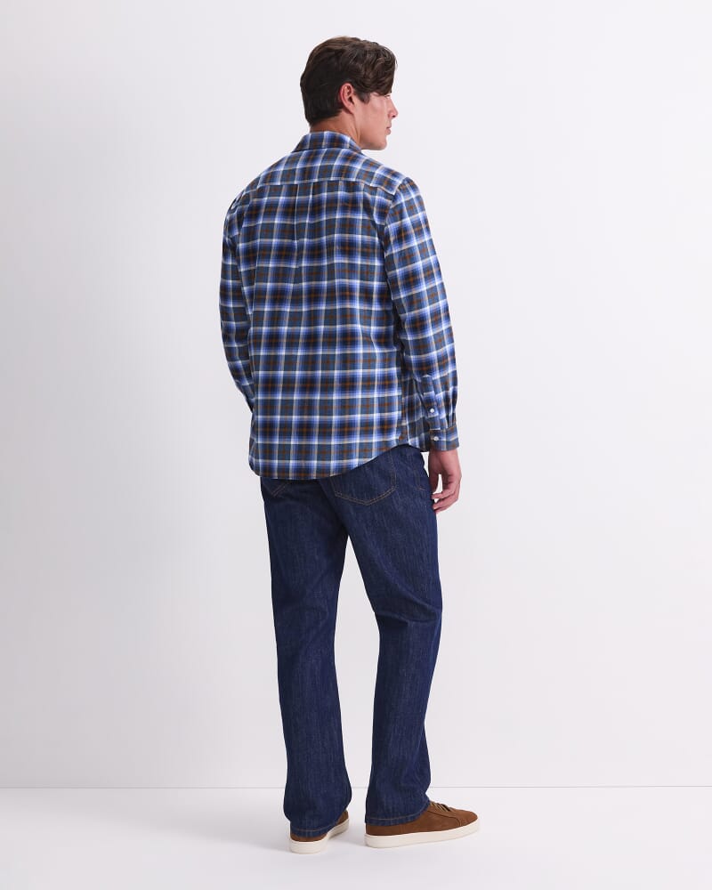Justin Long Sleeve Flannel Shirt in BLUE MULTI