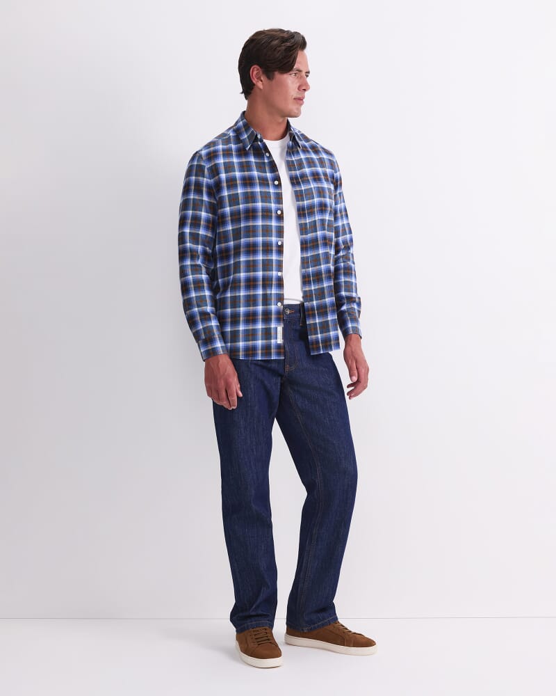 Justin Long Sleeve Flannel Shirt in BLUE MULTI