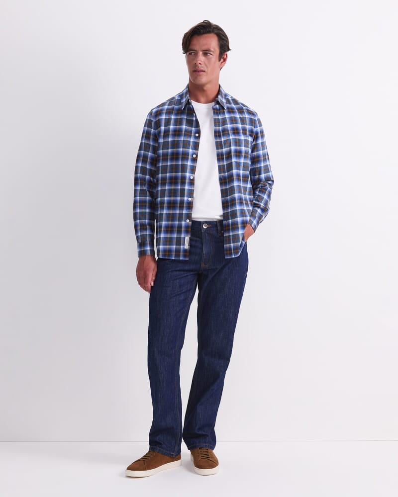 Justin Long Sleeve Flannel Shirt in BLUE MULTI
