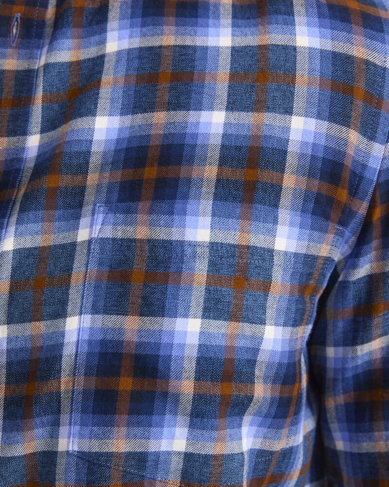 Justin Long Sleeve Flannel Shirt in BLUE MULTI