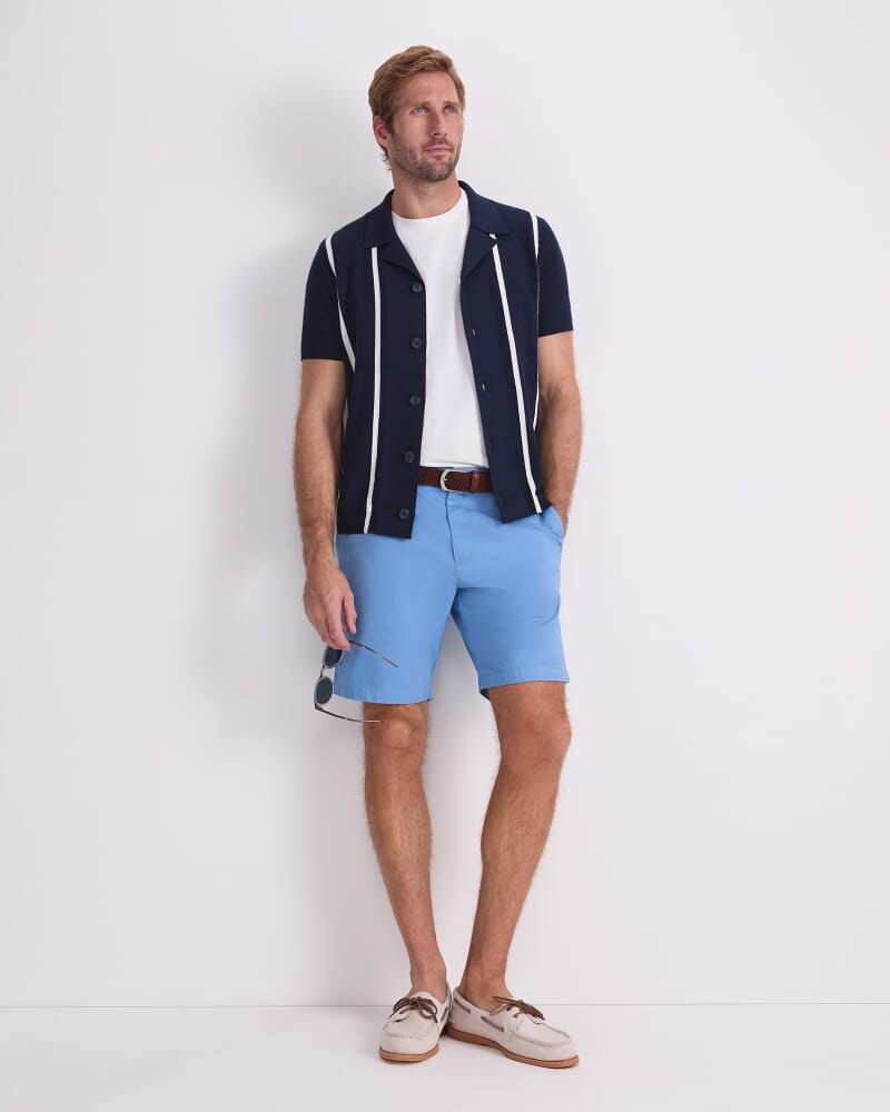 Marc Short Sleeve Knit Shirt in NAVY/WHITE
