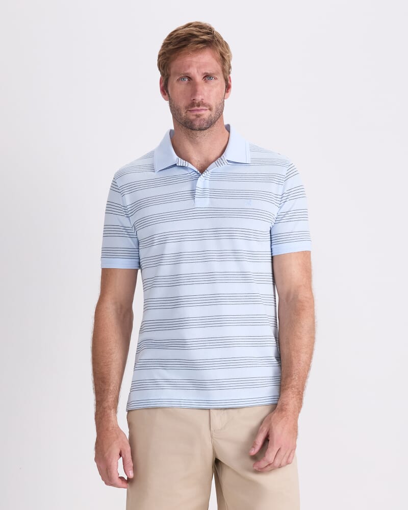 SC Stripe Pique Polo in ICE BLUE